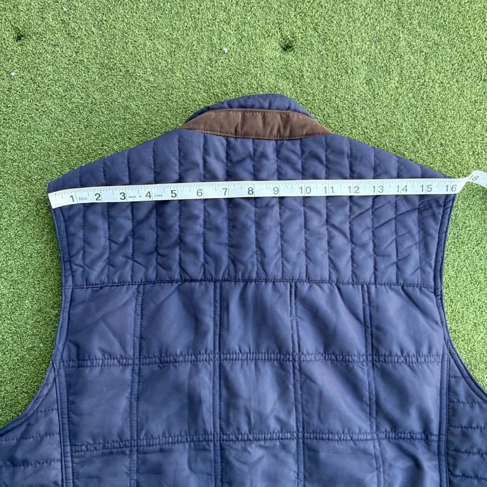 Johnston & Murphy Jacket Vest Mens Medium Blue Quilted Sleeveless Full Zip